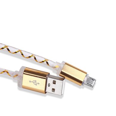 Дата кабель (светящийся) MicroUSB-USB - Gold