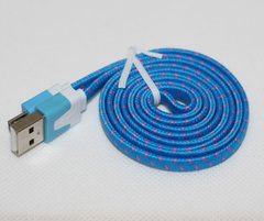 Кабель тканевый USB-microUSB 1M - Blue
