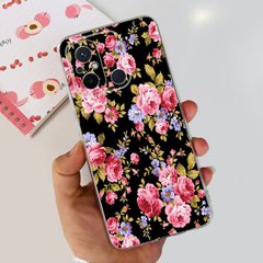 Силіконовий чохол з малюнком для Xiaomi Redmi 12C - Темні квіти