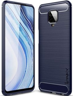 Защитный чехол iPaky Premium Carbon для Xiaomi Redmi Note 9S / 9 Pro / 9 Pro Max - Navy Blue