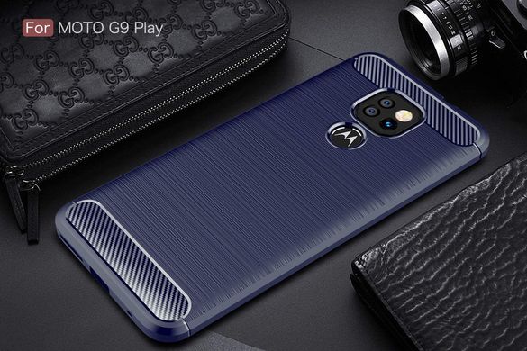 Чехол Hybrid Carbon для Motorola Moto G9 Play / E7 Plus - Dark Blue