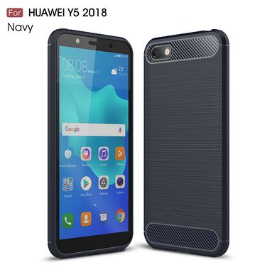 Силиконовый чехол Hybrid Carbon для Huawei Y5 2018/Honor 7A - Blue