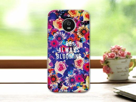 Чохол із малюнком для Motorola Moto E4 Plus - Квіти з написом