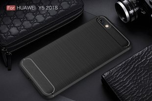 Силиконовый чехол Hybrid Carbon для Huawei Y5 2018/Honor 7A - Black