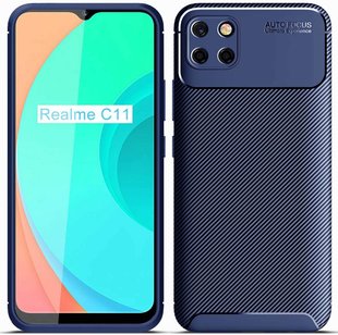 Защитный чехол Premium Carbon для Realme C11 2020 - Dark Blue