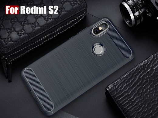 Силиконовый чехол Hybrid Carbon для Xiaomi Redmi S2 - Dark Blue