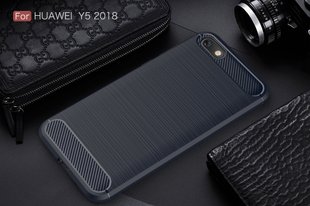 Силиконовый чехол Hybrid Carbon для Huawei Y5 2018/Honor 7A - Blue