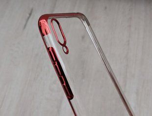 Прозрачный чехол с цветными вставками для Huawei Y7 Pro 2019 - Red