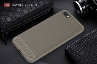 Силиконовый чехол Hybrid Carbon для Huawei Y5 2018/Honor 7A - Brown