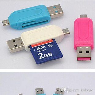 Картридер OTG micro (SD+microSD+TF) - Pink
