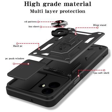 Ударопрочный чехол Hybrid Ring Camshield для Samsung Galaxy A07 - Navy Black