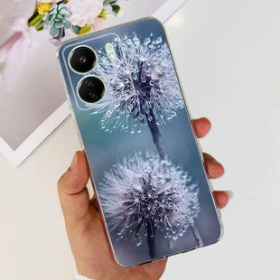 Силіконовий чохол із малюнком для Xiaomi Redmi 13C - Квіти на блакитному тлі