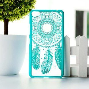 Чехол с узором "Перья" для Lenovo S60 "бирюзовый"