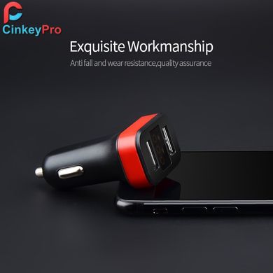 Автомобільний ЗП CinkeyPro (2A – 2 USB) - Red