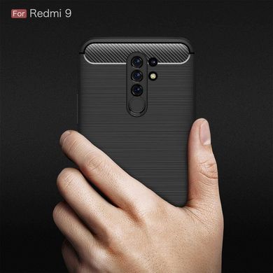Силиконовый чехол Hybrid Carbon для Xiaomi Redmi 9 - Black