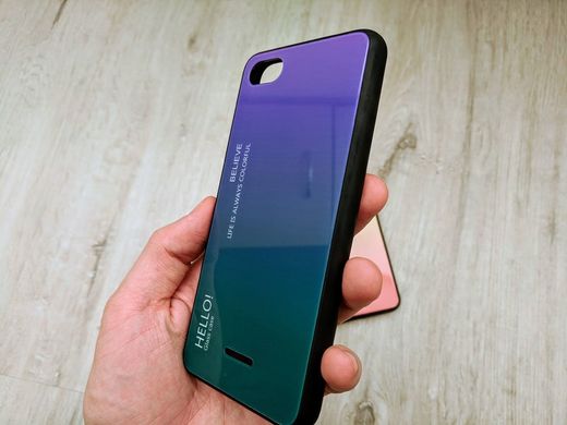 TPU+Glass чехол Gradient HELLO для Xiaomi Redmi 6A - Purple