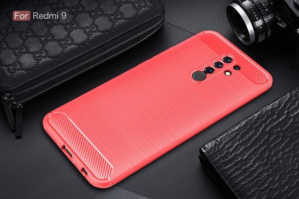 Силиконовый чехол Hybrid Carbon для Xiaomi Redmi 9 - Red