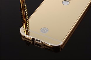 Металлический чехол для Motorola Moto M "золотой зеркальный"