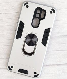 Ударопрочный чехол Transformer Ring для Xiaomi Redmi 9 - Silver