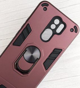 Ударопрочный чехол Transformer Ring для Xiaomi Redmi 9 - Dark Red