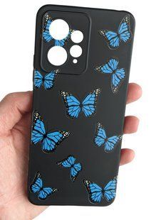 Силиконовый чехол с рисунком для Xiaomi Redmi Note 12 - Бабочки на темном фоне