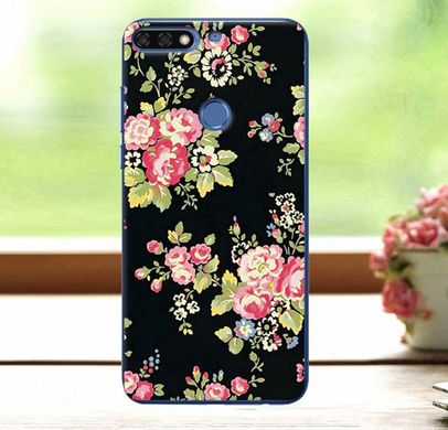 Чехол с рисунком для Huawei Y6 2018 - Розы темные