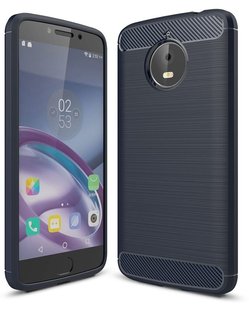 Силиконовый чехол Hybrid Carbon для Motorola Moto E4 Plus "синий"