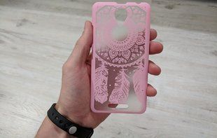 Чехол с узором "Перья" для Lenovo A5000 "розовый"