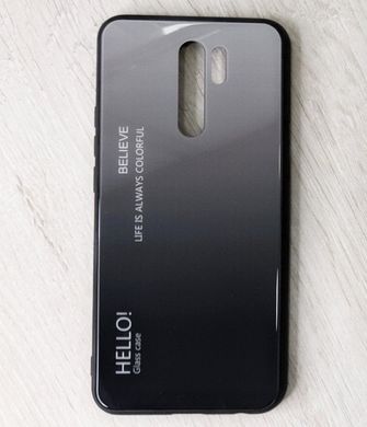 Чехол TPU+Glass для Xiaomi Redmi 9 - Black+Grey