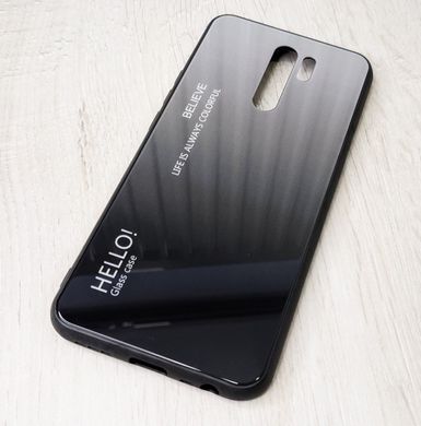 Чехол TPU+Glass для Xiaomi Redmi 9 - Black+Grey