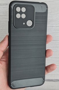 Защитный чехол Hybrid Carbon для Xiaomi Redmi 10С - Dark Black