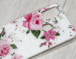Силіконовий чохол із малюнком для Samsung Galaxy M30S - Квіти на білому тлі