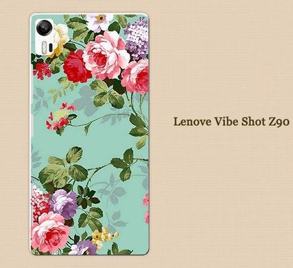 Чохол із малюнком для Lenovo Vibe Shot Z90 - Квіти на блакитному тлі