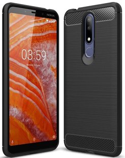 Силиконовый чехол Hybrid Carbon для Nokia 3.1 Plus - Black