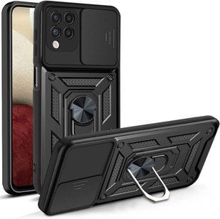 Ударопрочный чехол GETMAN Ring для Samsung Galaxy A12 - Camshield Black