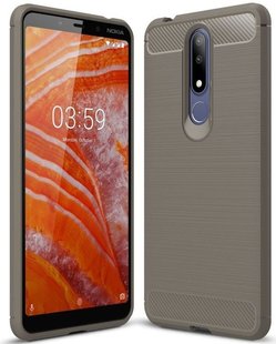 Силиконовый чехол Hybrid Carbon для Nokia 3.1 Plus - Brown