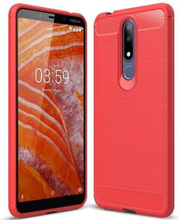 Силиконовый чехол Hybrid Carbon для Nokia 3.1 Plus - Red