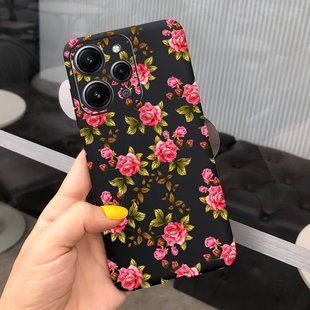 Силиконовый чехол с рисунком для Xiaomi Redmi 12 - Темные цветы