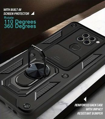 Ударопрочный чехол GETMAN Ring для Xiaomi Redmi Note 9 / Redmi 10X (4G) - Camshield Black