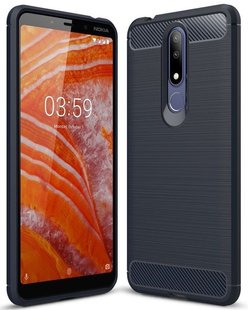 Силиконовый чехол Hybrid Carbon для Nokia 3.1 Plus - Blue