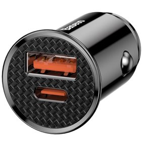 Автомобильное зарядное устройство Baseus Circular Plastic A+C 30W Black