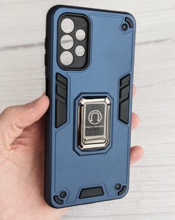 TPU чехол Deen ColorRing под магнитный держатель для Samsung Galaxy A32 5G - Dark Blue