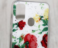 Чохол із малюнком для Samsung Galaxy M21 - Квіти на білому тлі