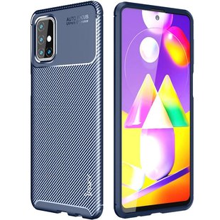 Чехол Ipaky Premium Carbon для Samsung Galaxy M31s - Dark Blue