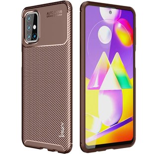 Чехол Ipaky Premium Carbon для Samsung Galaxy M31s - Brown