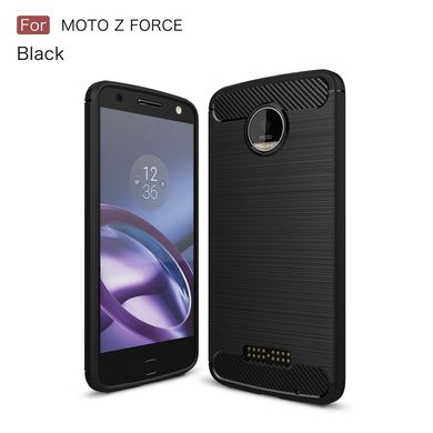 Защитный силиконовый чехол Hybrid Carbon для Motorola Moto Z Force - Brown