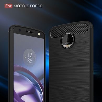 Защитный силиконовый чехол Hybrid Carbon для Motorola Moto Z Force - Black