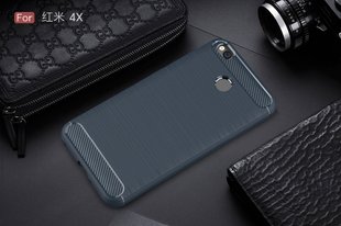 Силиконовый чехол Hybrid Carbon для Xiaomi Redmi 4X - Blue