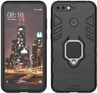 Ударопрочный чехол с подставкой для Huawei Y6 Prime 2018 / Y6 2018 - Black Magnet