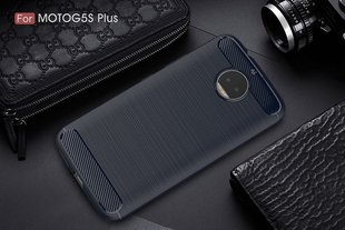 Защитный чехол Hybrid Carbon для Motorola Moto G5s Plus "синий"